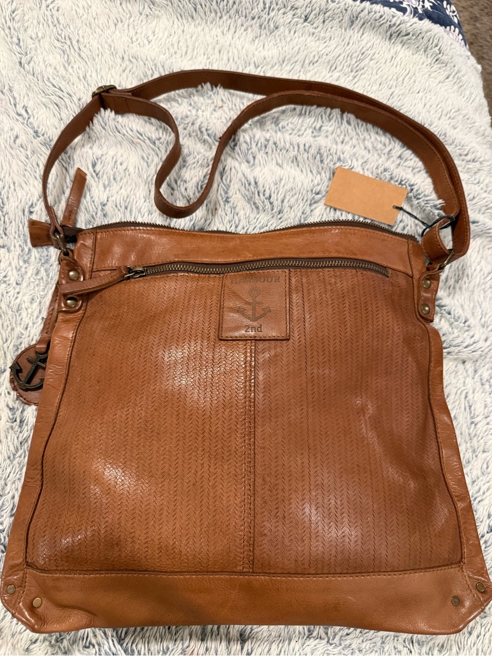 NWT Harbor Brown Leather Crossbody Bag
